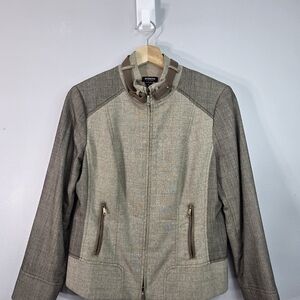 Worth Taupe and Brown Bomber Jacket
